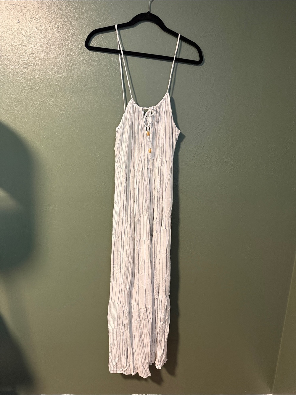 Kona Sol White Striped Lightweight Maxi Swim Coverup